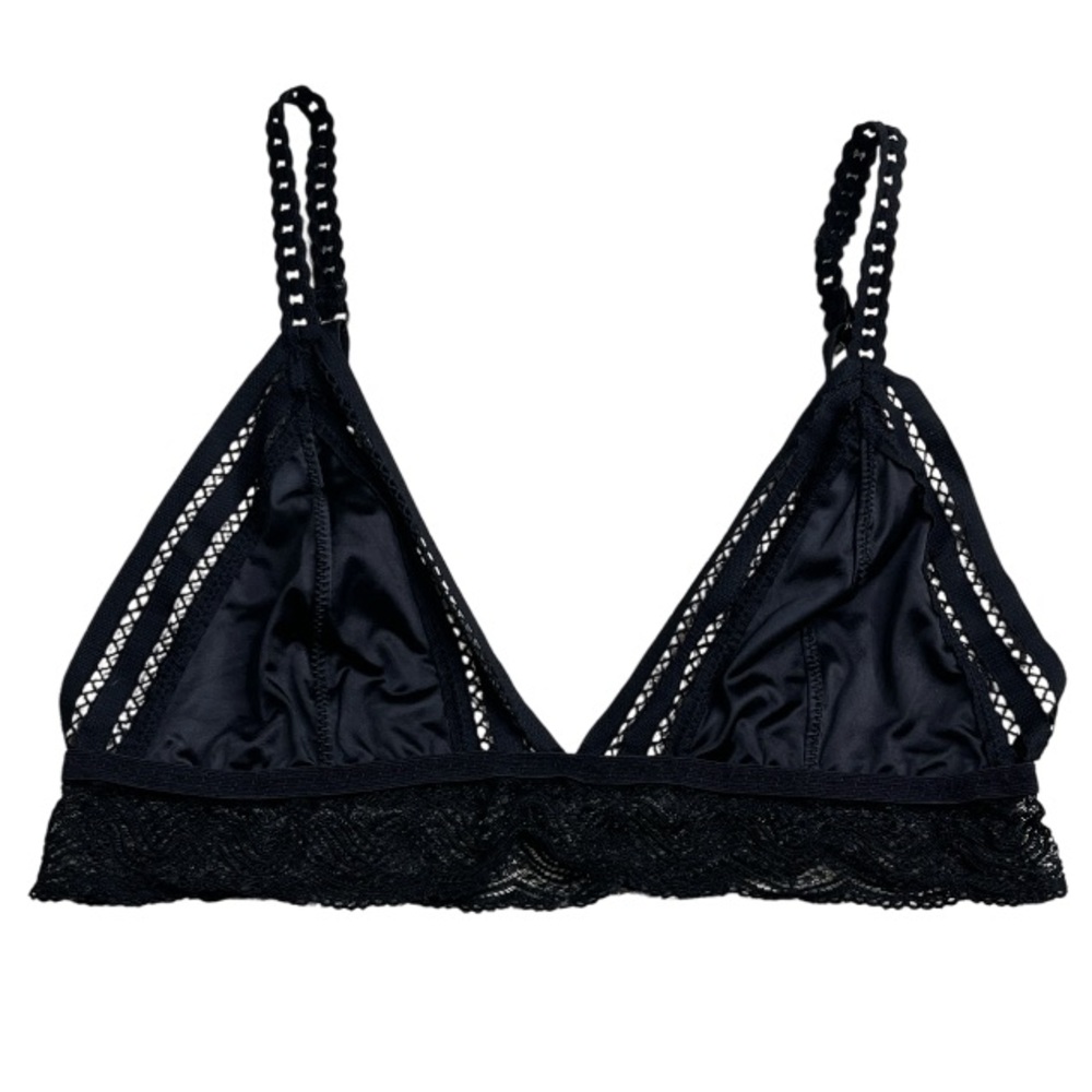 Dynamite Lace Bralette Black Triangle Satin Stretch Size Medium